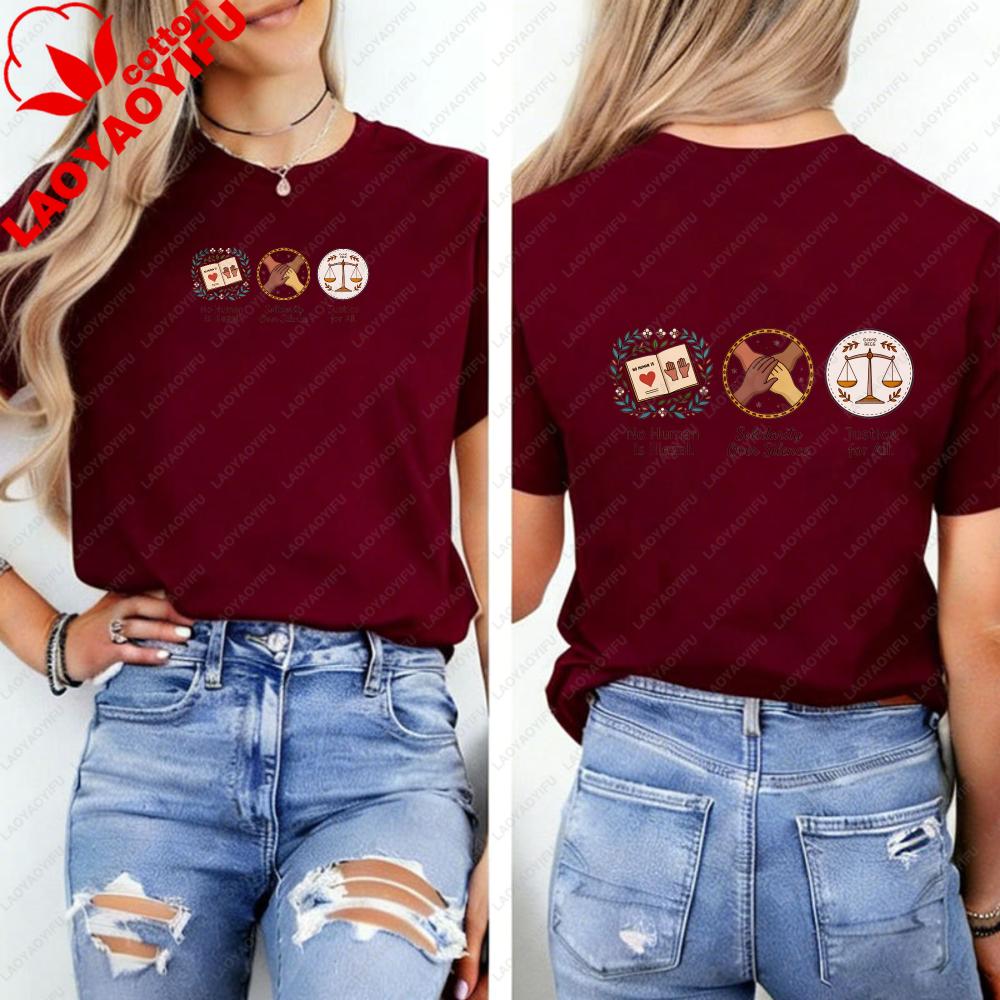 HuUnisex Rechte T-Shirt Gleichheit Soziale Gerechtigkeit Unisex Kleidung Gothic Harajuku Ästhetische Kleidung Y2k Oberteil Hochwertige Baumwolle Oberteile