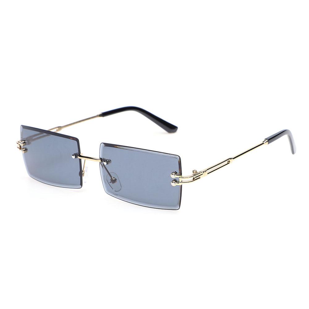 Retro Fashion Sunglasses Frameless Rectangle Gradient UV400 Women Summer Travel Metal Rimless