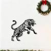 Roaring Tiger Metal Wall Art Weatherproof Iron Sculpture Holiday Decor Gift