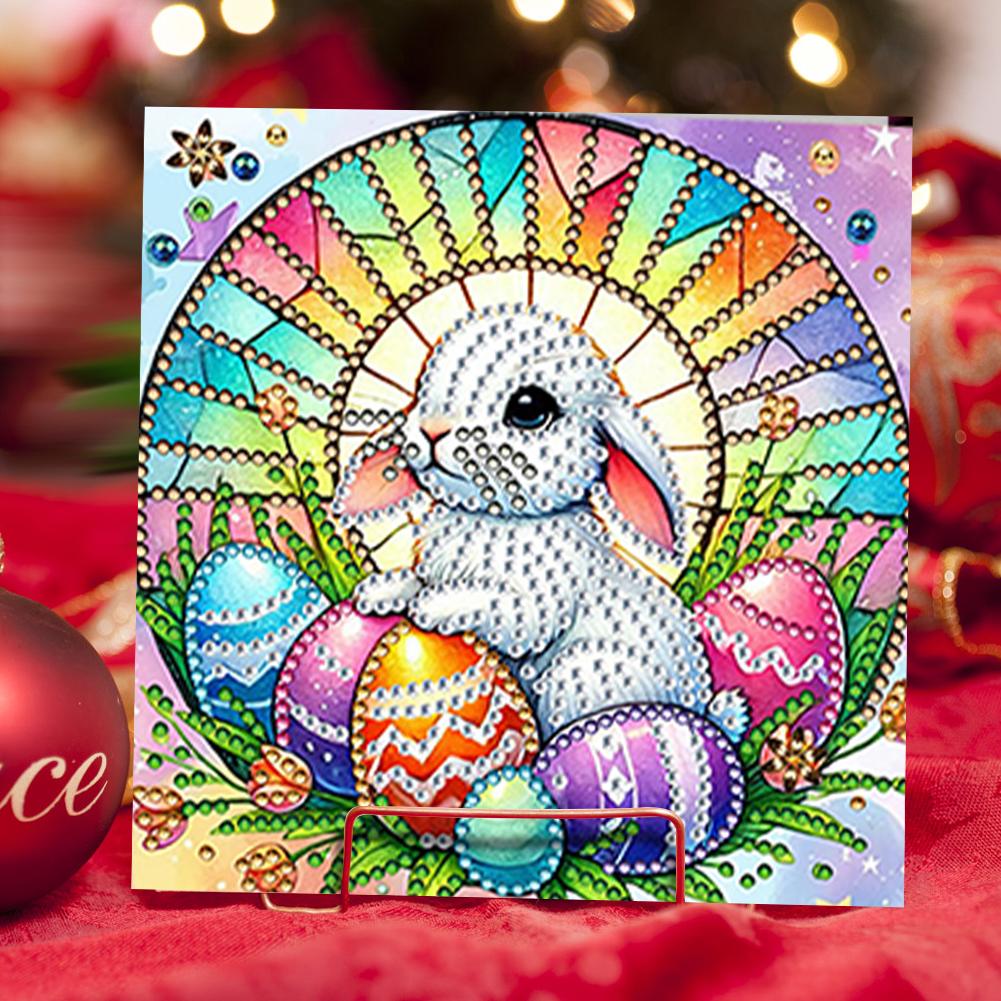 6Pcs Easter Cats DIY Diamond Painting Card Rhinestone Painting Card Kit Diamond Painting Greeting Card for Holiday Party Favors