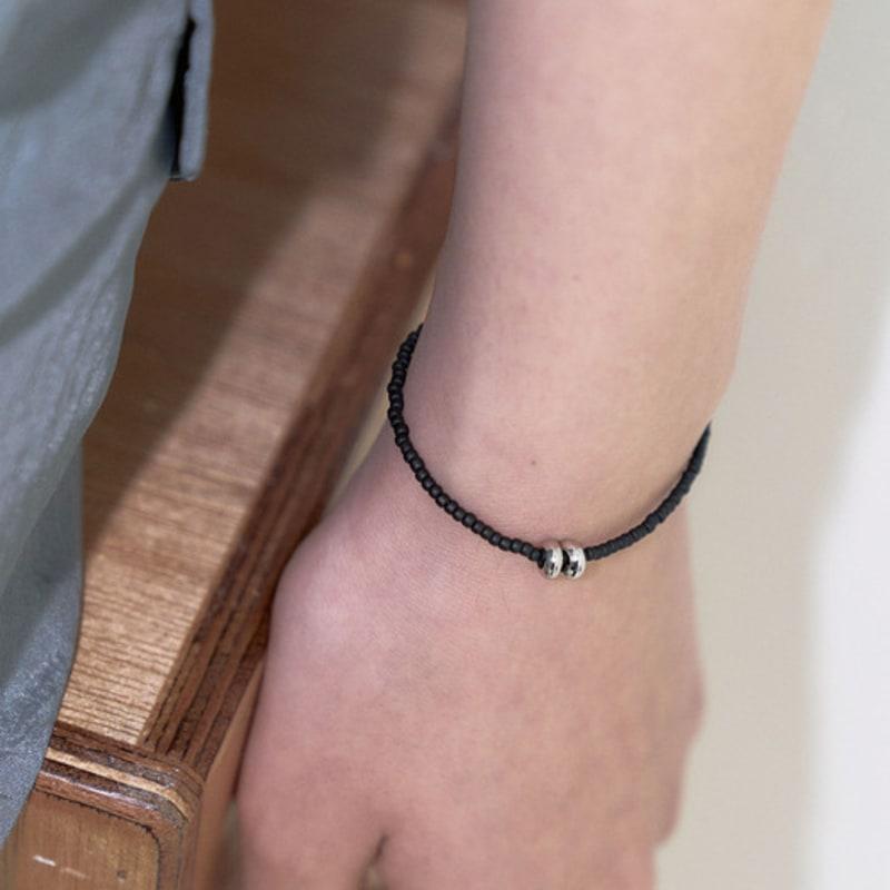 OURPIERRE SILVER DONUT BRACELET BLACK
