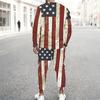 Men White All Over Mini American Flag Star Print Long Sleeve Sweatshirt And Drawstring Jogger Pants Two Piece Suit