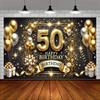 2D Černozlatý Pozadí pro 50. Narozeniny Banner Dekorace na Párty 50 Let