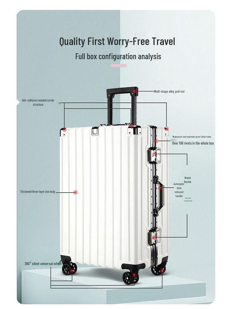 30-Inch Large Capacity Suitcase with Silent Wheels, Pressure-Resistant, Scratch-Resistant, and Combination Lock