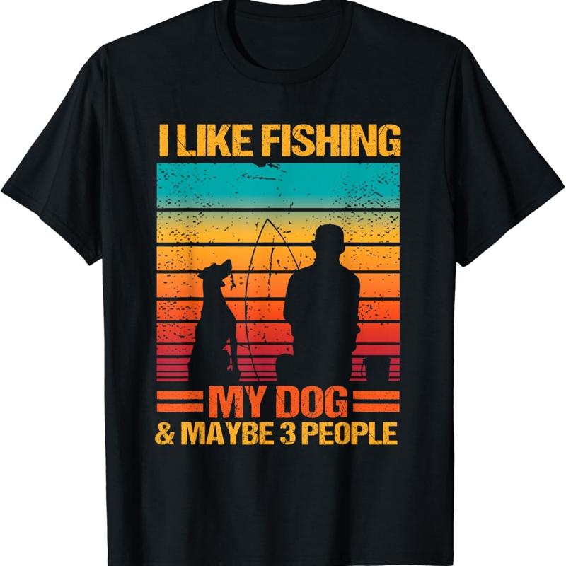 I Like Fishing My Dog And Maybe 3 People Funny Sarcasm T Shirt S разноцветный