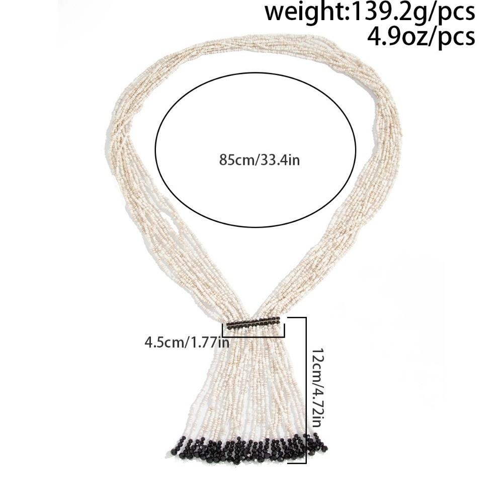 Long Beaded Necklace Bohemian Multi-layer Rice Bead Multilayer Necklace Fashion Necklace