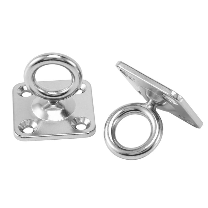ABWR-10Pcs Square Swivel Pad Eye Rotatable Ceiling Hook Wall Mounted Hook Stainless Steel Eye Pad Plate(With Screws)
