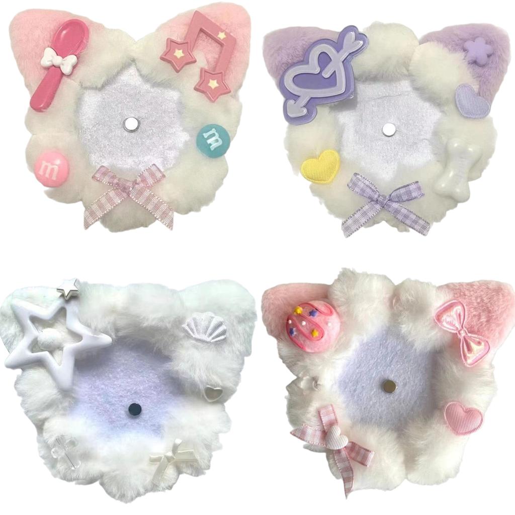 Cartoon Cats Ear Badge Holder 58mm Badge Case Plush Cats Ear Badge Pin Sleeve For Women Student And Cosplay Enthusiasts