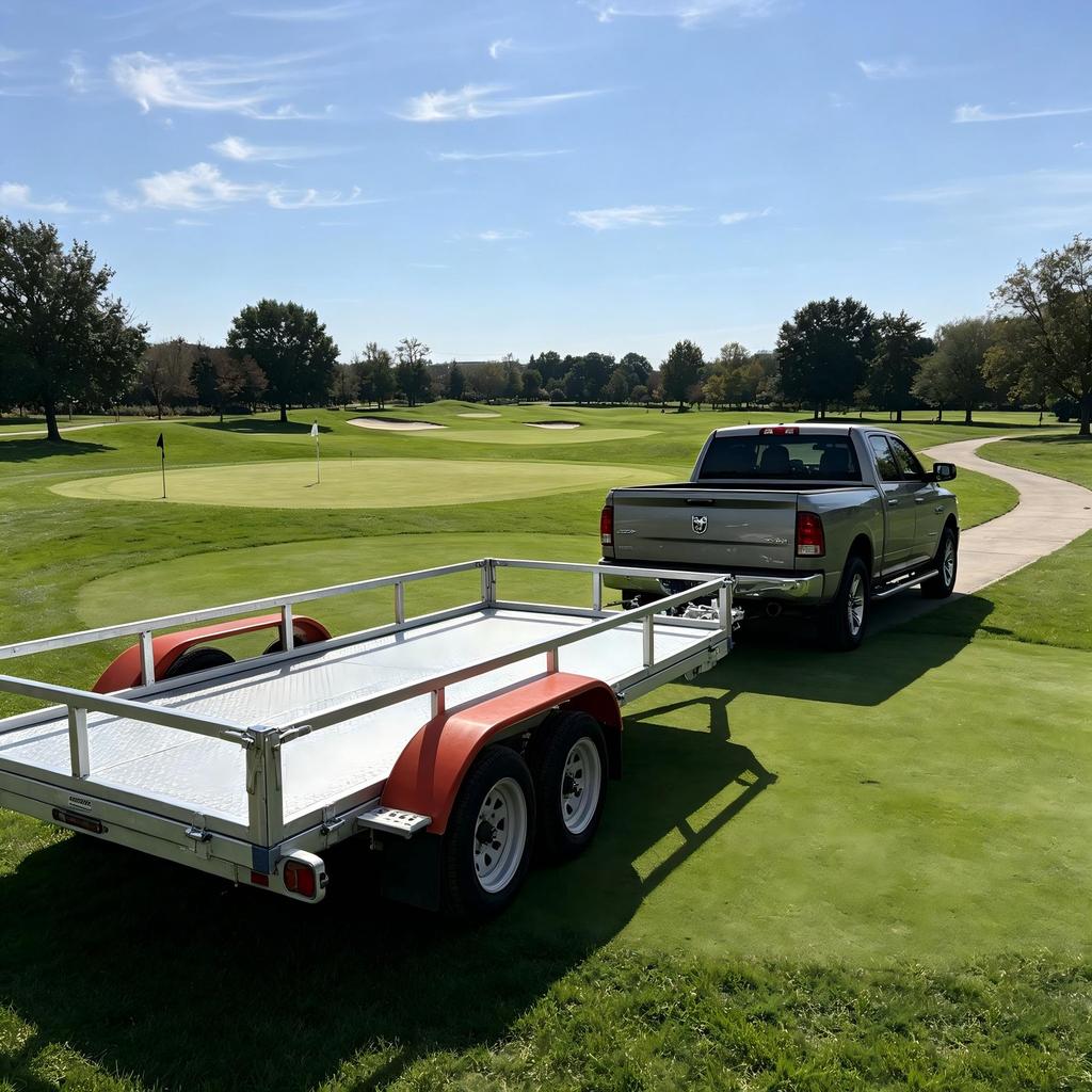 Galvanized Golf Trailer Flatbed for Transporting and Exporting Excavators