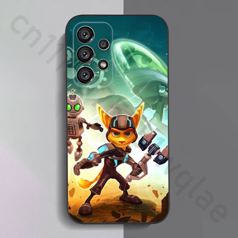 R-Ratchet Clank Handyhülle für Samsung S25 S24 S23 FE S22 S21 S20 FE plus Ultra Schwarz weiche Hülle