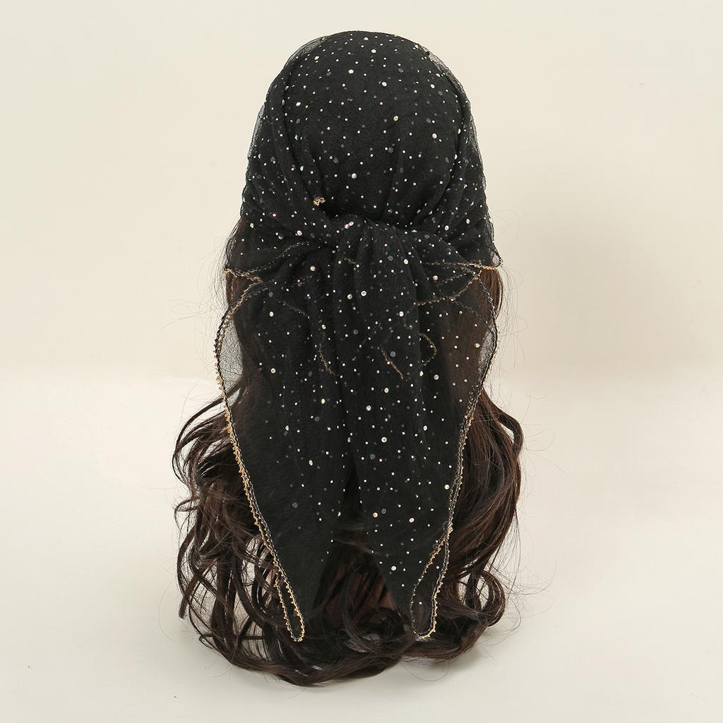 Fashion Hot Diamond Hijab Full Sky Star Square Scarf Headwraps Thin Veil Bandana Headband Foulard Female Headscarf Turban