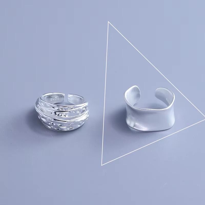 VENTFILLE 925 Sterling Silver Irregular Design Wave Golden Stackable Finger Rings Trendy Adjustable For Women Gifts Dropshipping