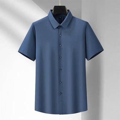 Camicia Casual Manica Corta Raffreddante in Seta di Ghiaccio Taglie Forti da Uomo