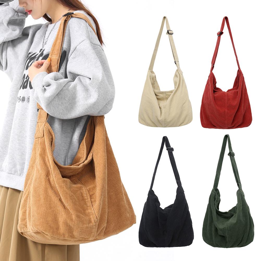 Stylish Women Large Crossbodys Bag Portable Corduroy Shoulder Bags Large Capacity Handbag For Women Outdoor Travel Trip Bag