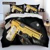 3D Rifle Revolver Cartridge Gun Comforter Bedding Set,Duvet Cover Bed Set Quilt Cover Pillowcase,King Queen Size Bedding Set
