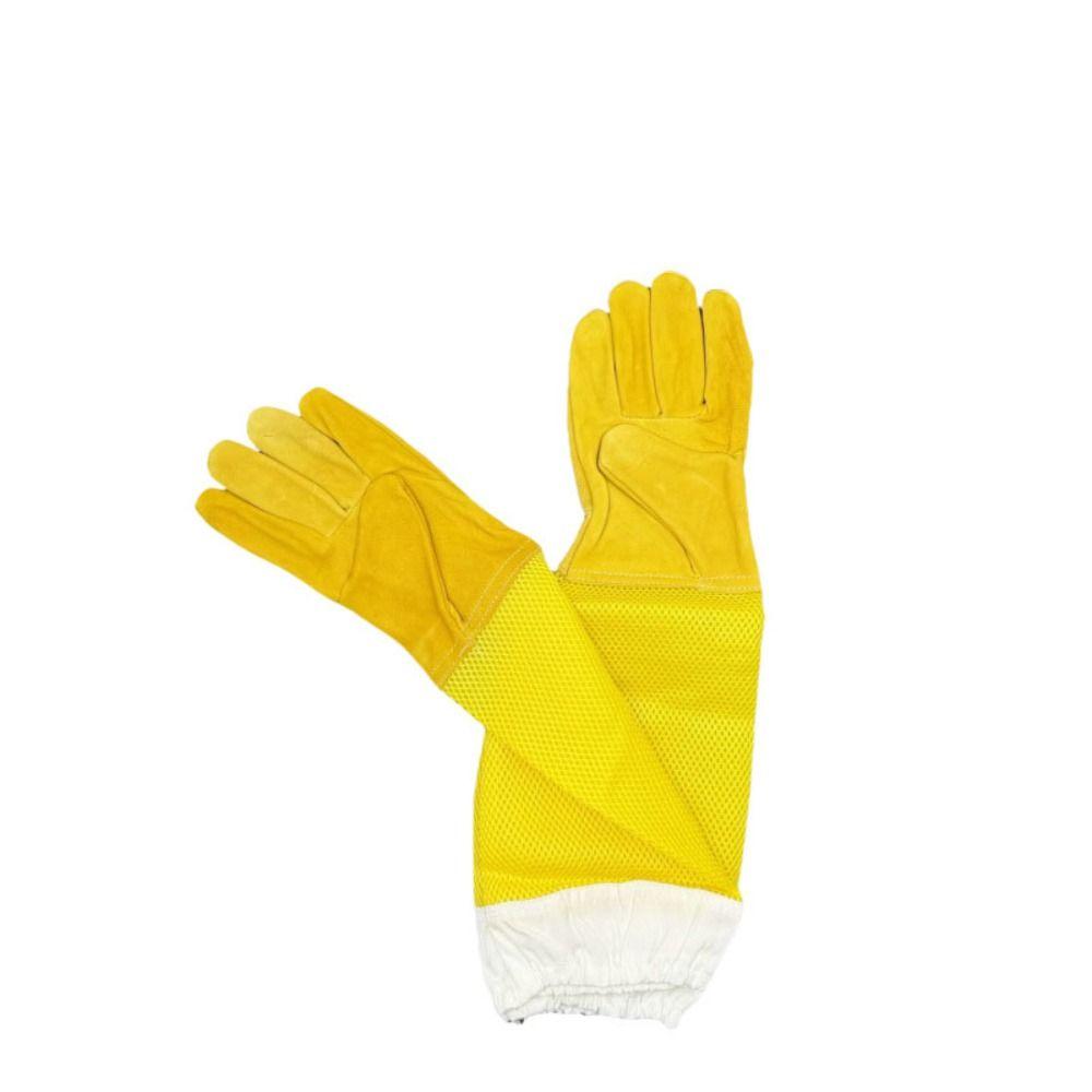 Atmungsaktive Netz-Bienenstockhandschuhe Leder Belüftete Handschuhe Langärmelige Handschuhe Professionelle Anwendung