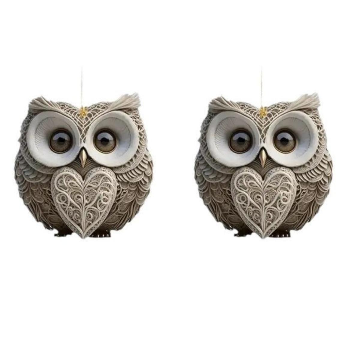 

2 шт. Очаровательные подвески в форме совы с 2D тиснением: Универсальные брелоки для рюкзаков, праздничные брелоки, украшения для рождественской елки