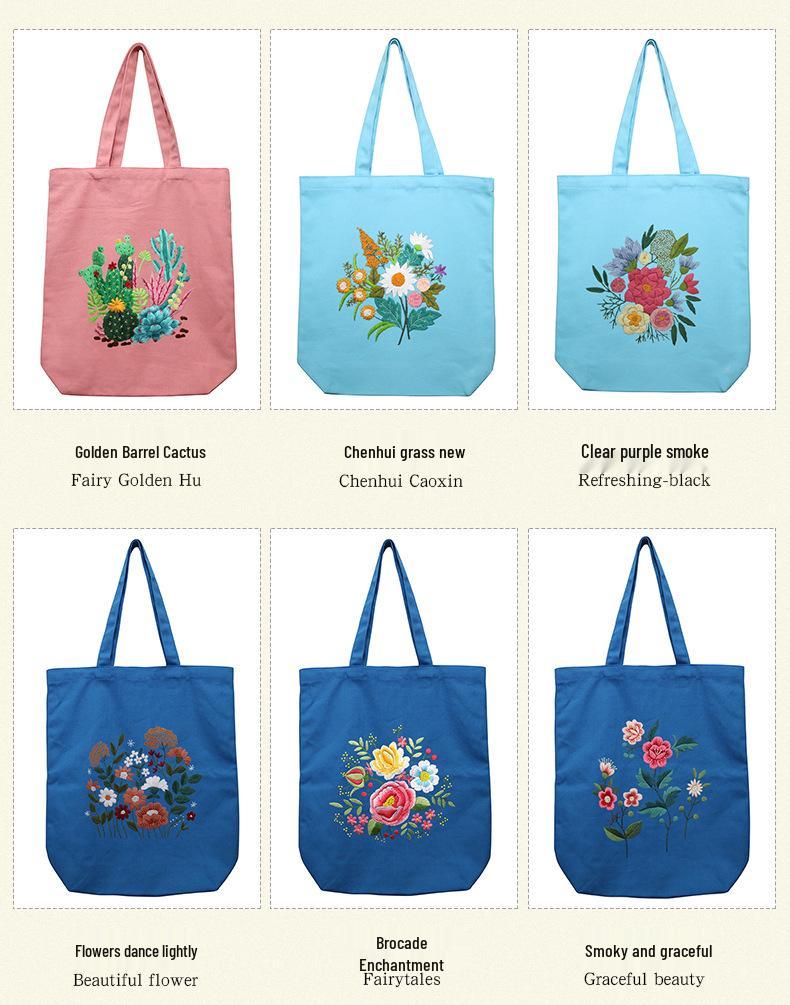 Handmade DIY Embroidery Canvas Tote Bag Kit - Creative Gift for Couples