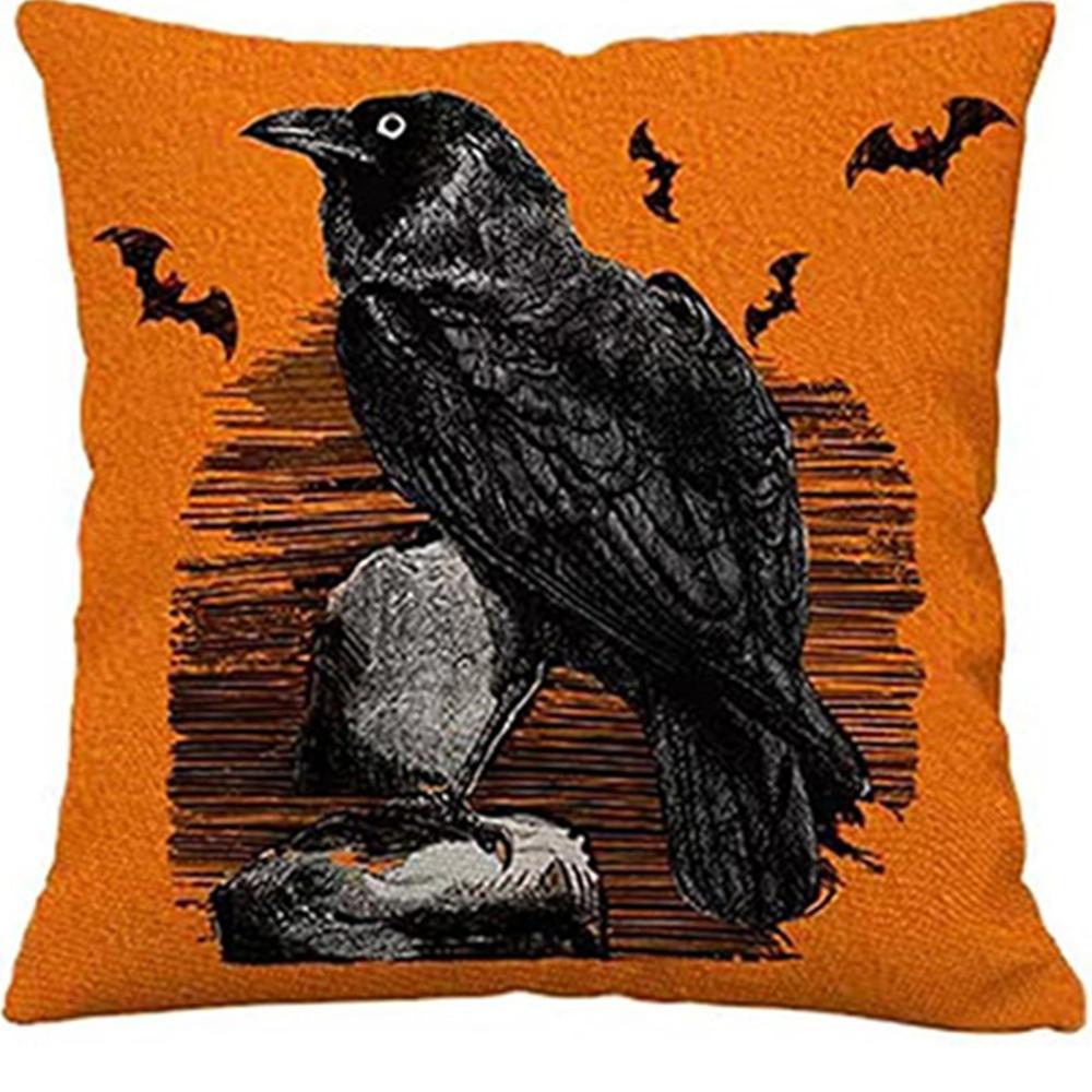 

Spooky Halloween Pillows: Trick or Treat, Spider Web, Happy Halloween, and Raven Designs Sofa cushion cover, gift 16x16Inch
