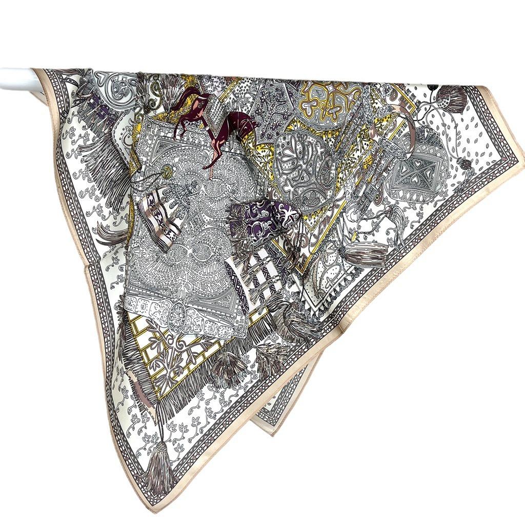 Light Luxury And Gentle Color! Splicing Ma Qiuwinter Silk 70 Square Scarf Office Scarf Shawl Dual-Purpose Women