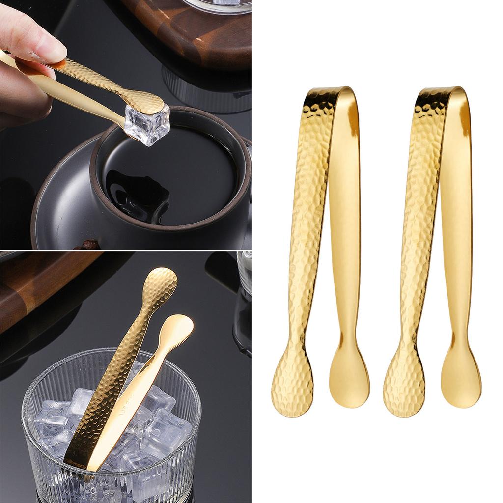 Pakke med 2 Mini Isbiterklyper i Rustfritt Stål Sukkerklyper For Selskaper og Daglig Bruk på Kjøkken eller Bar Isbøtte