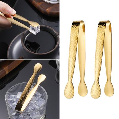 2 Stück Kleine Edelstahl Lebensmittelzangen Eiswürfelzangen zum Servieren von Eiswürfeln auf Partys und Versammlungen Lebensmittel-Servierzangen