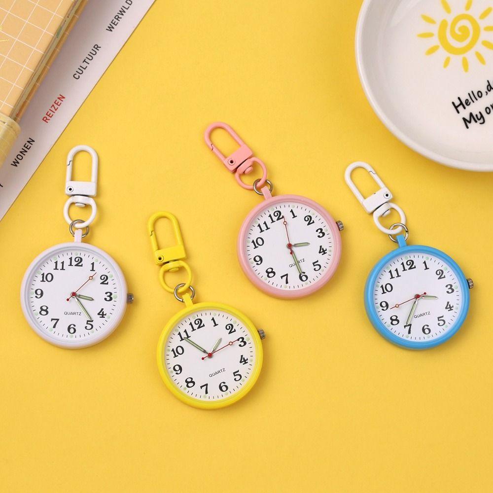 Metal Keychain Pocket Watch Easy Reading Minimalist Nurse Watch Key Chain Fob Clock Hospital Shift