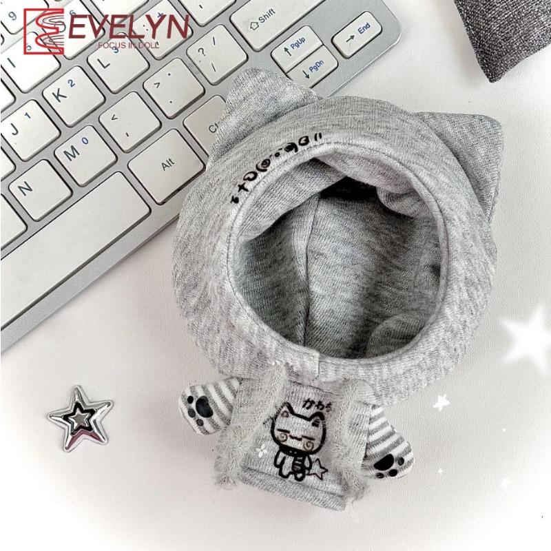 Evelyn 10CM Doll's Clothes Grey Hoodie Accessories Anime Cartoon Cotton Stuffed Toy Doll Fashion Sweater No Doll