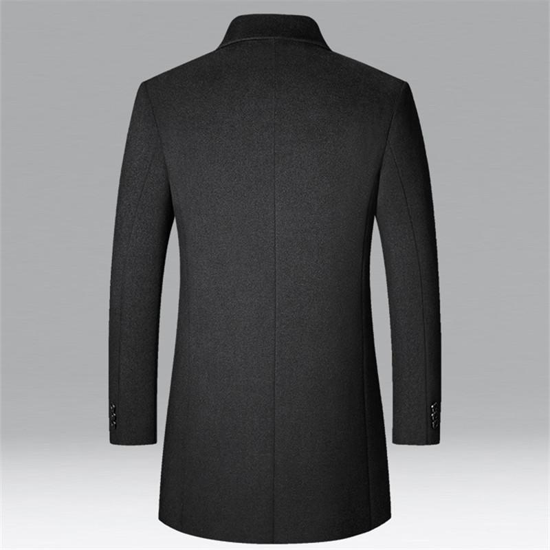 Autumn Winter Woolen Coat Men Solid Turn-Down Collar Long Jacket for Men Business Casual Warm Outerwear