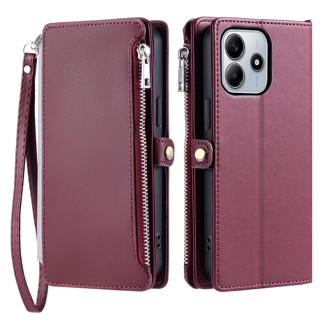 015 Styl Dla Xiaomi Redmi Note 14 5G Etui TPU+Skóra PU Portfel Pokrowiec na Telefon z Paskami