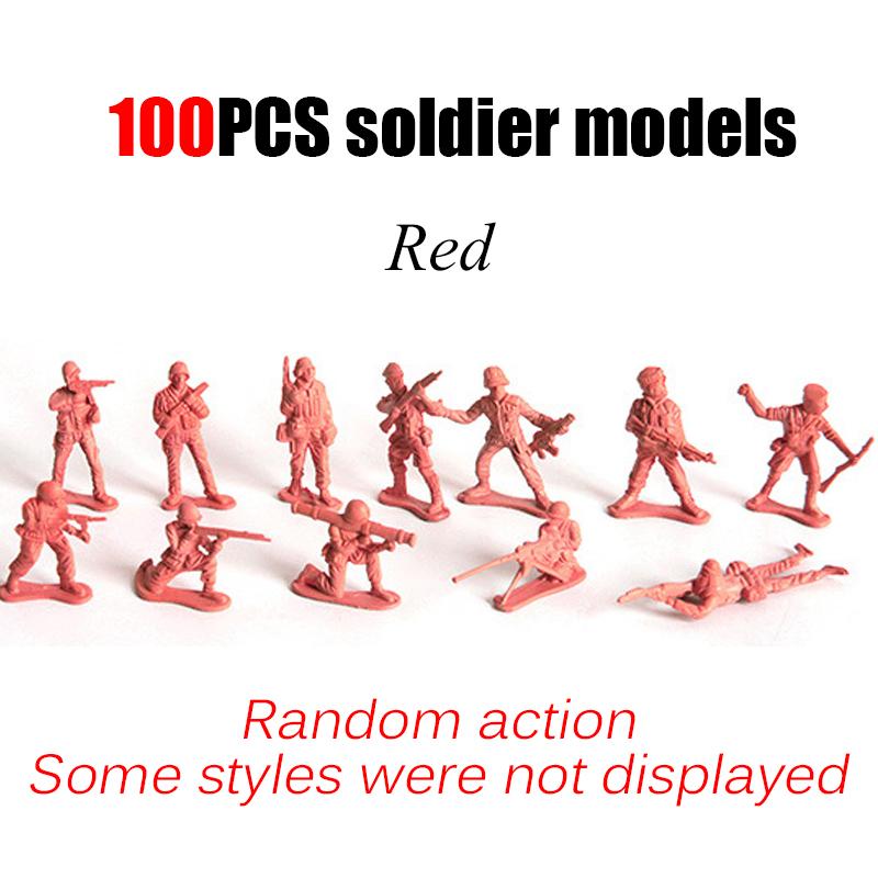100PCS/Pack Plastic Soldiers Model Blue Red Yellow Green Available Military Sandbox DIY Simulation Soldier Figure Decoration ZYF