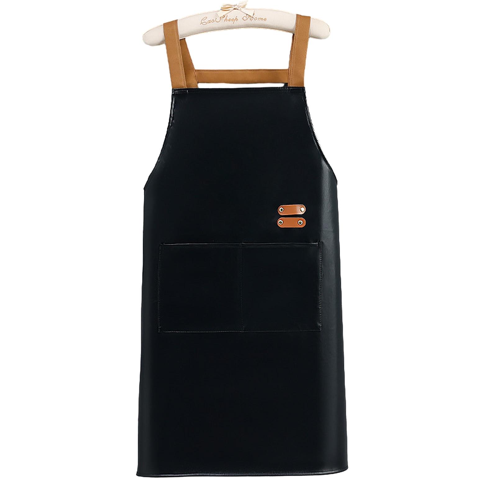 

Unisex Artificial Leather Apron Waterproof and Oilproof Cleaning Apron Sleeveless Pinafore for Kitchen Home Daily Use 1