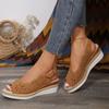 Peep Toe Plateau-Sandalen Damen 2024 Sommer Fersenriemen Mittelhohe Absätze Sandalen für Damen Dicke Sohle Rutschfest Espadrilles Schuhe