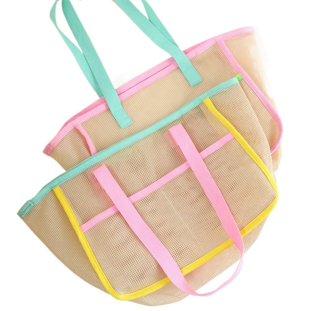 Fashion Clear Beach Tote Bag Nylon Mesh Candy Color Wash Bag Large Capacity Transparent Bag Woman