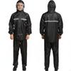 Motorcycle Rain Suit High Visibility 2Piece Windproof Waterproof Jacket and