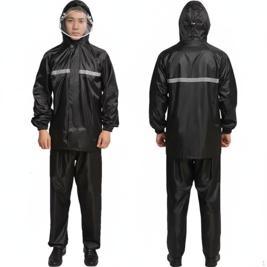 Motorcycle Rain Suit High Visibility 2Piece Windproof Waterproof Jacket and
