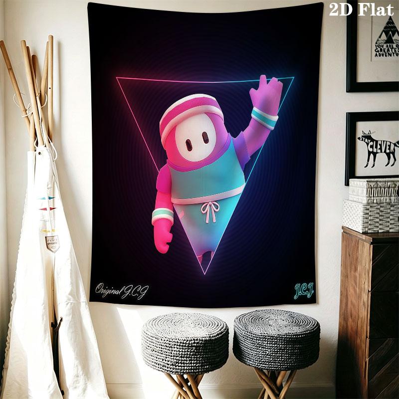 Fall Guys Wall Tapestry Aesthetic Wall Hanging Printed Fabric Blanket Decorative Tapestries for Bedroom Living Room Home Decor