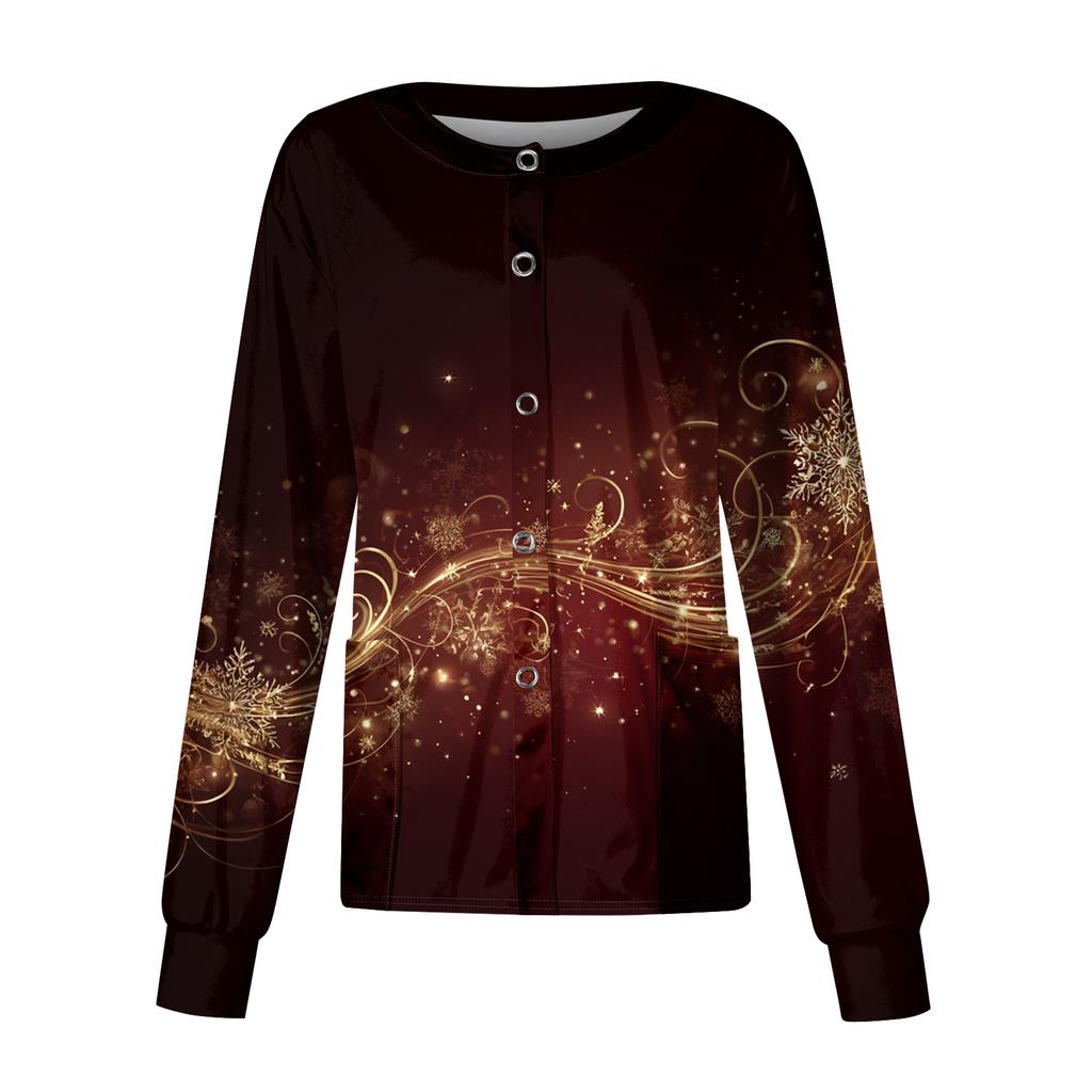 Women's Casual Long Sleeve Single Breasted Printed Dry-nurse Top