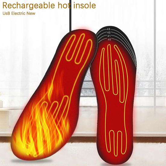 1 Pair Electric Heated Insoles Temperature Control Cuttable Reusable USB Heating Insoles Foot Warmer for Adults