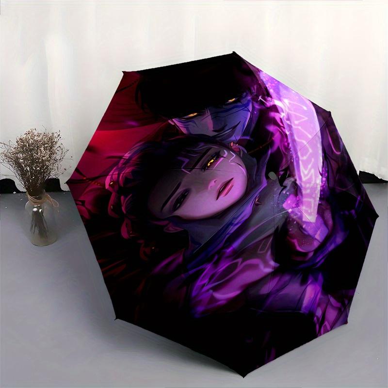 Ombrello pieghevole KPop Demon X con apertura e chiusura automatiche, telaio a 8 stecche e design compatto da viaggio, perfetto per tutte le occasioni | Elegante