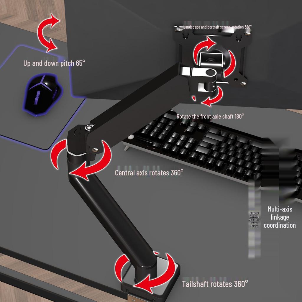 Adjustable Clip-On Desktop Monitor Stand with 360° Rotation