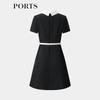 PORTS Color-Block Round Neck Cinched Waist A-Line Dress