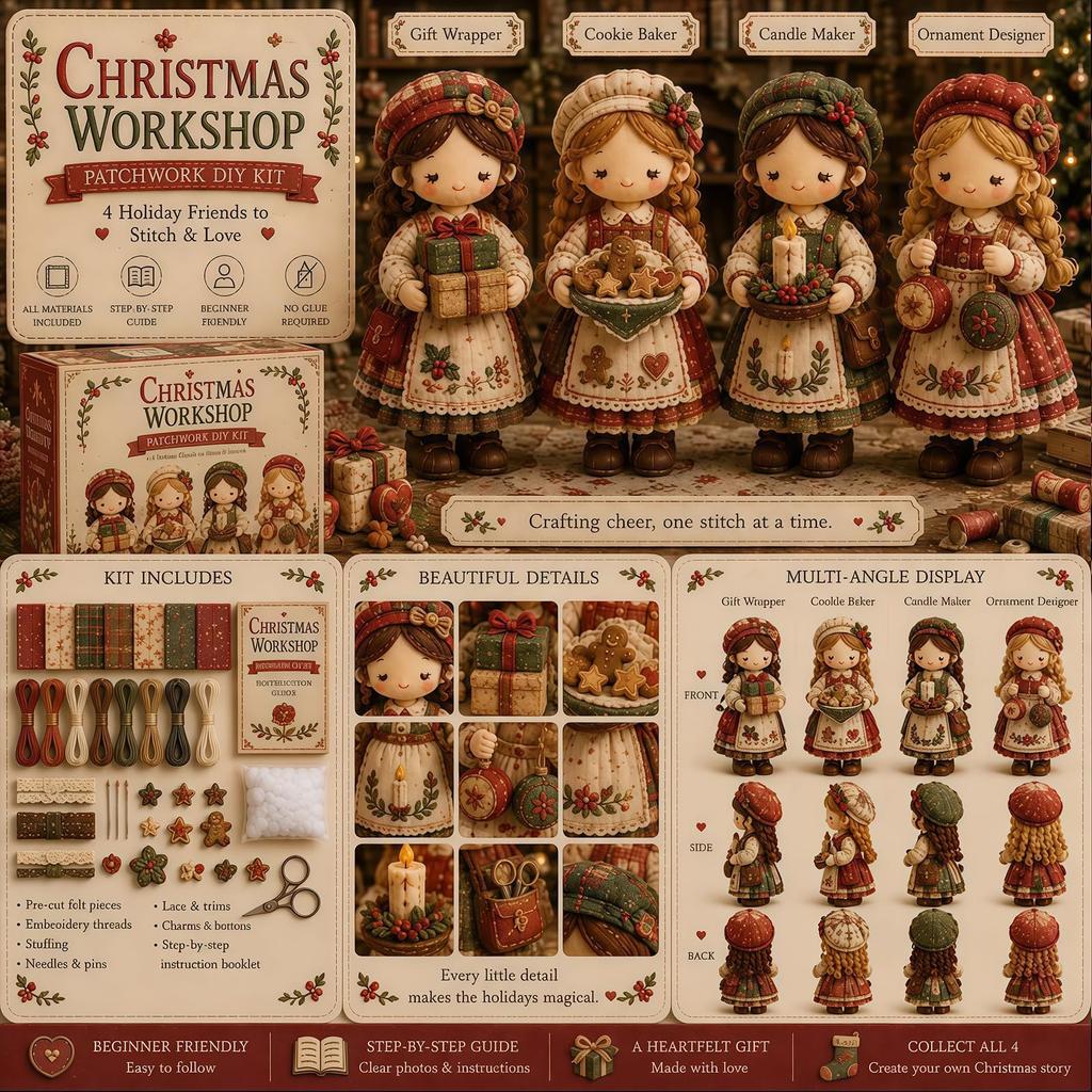 Kit Bambola Patchwork Fai da Te per Bambine Set da Cucito Creativo