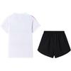 Anta Color Block V-Neck Soft Comfortable Breathable Short Sleeve T-Shirt And Mid Waist Shorts Casual Set Women Sets 962537207-1