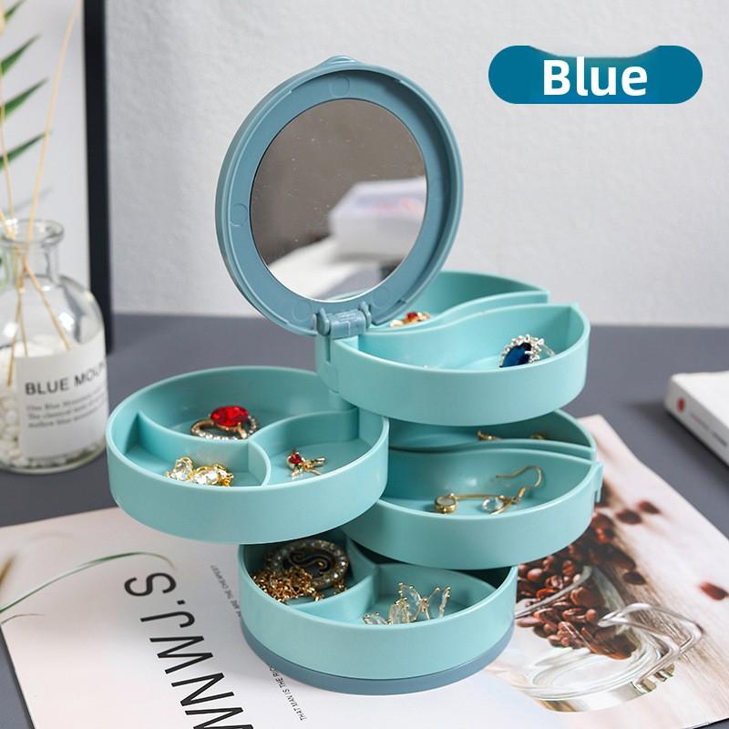 Rotating Multi-Layer Jewelry Box Elegant Ear Accessory Organizer for Living Room, Bedroom, and Study Dust-Proof, Modern Simplicity Design