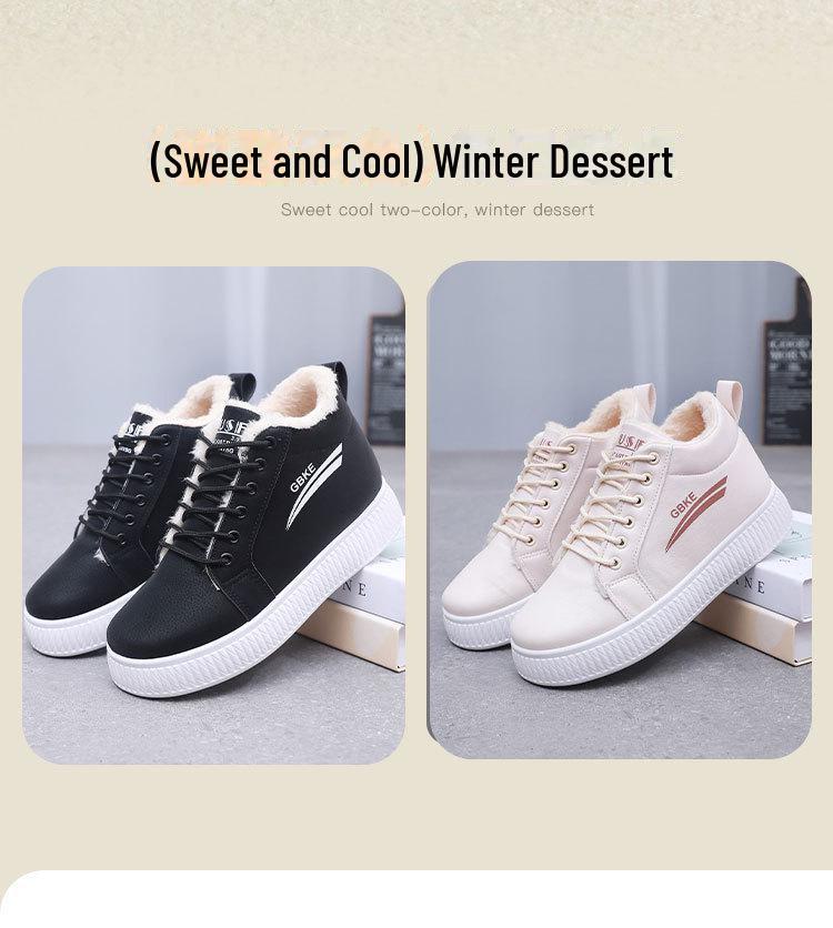 Pluszowe wysokie damskie zimowe buty bawełniane z grubą antypoślizgową podeszwą – koreański styl 2023