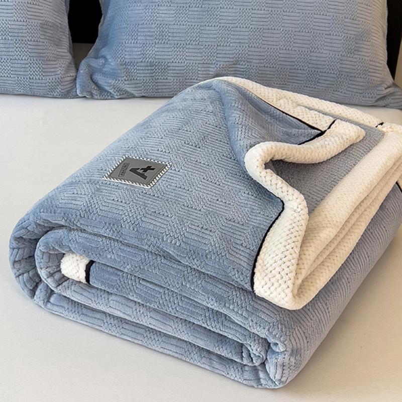 Knitted Velvet Blanket, Milk Velvet Air Conditioning Blanket, Winter Thick Warm Sofa Blanket, Office Nap Cover Blanket