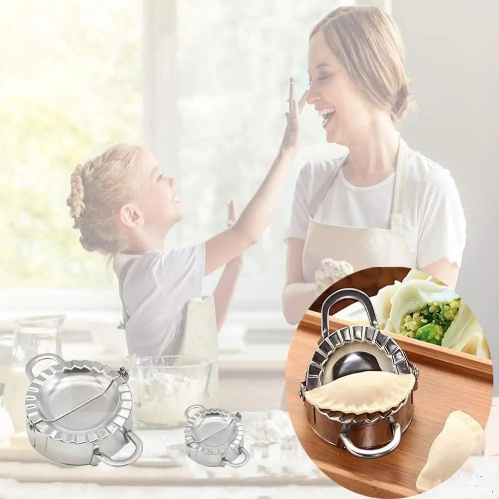 Stainless Steel Two-Handled Dumpling Maker with Mold and Press
