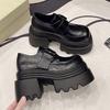 10Cm platform loafers women's 2025 spring new small British style heightening small leather shoes muffin shoes