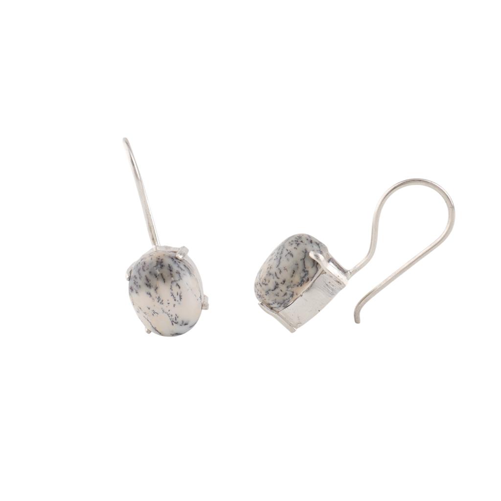 Dendritic Opal Gemstone 925 Sterling Silver Jewelry Handmade Hook Earrings 1.05" EE-173-36